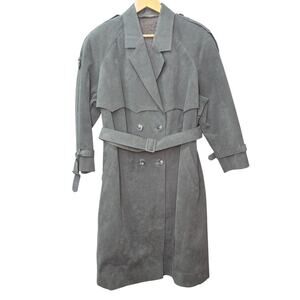 Vtg Princeton Custom Tailors Grey Suede Trench Coat Womens Western Equestrian